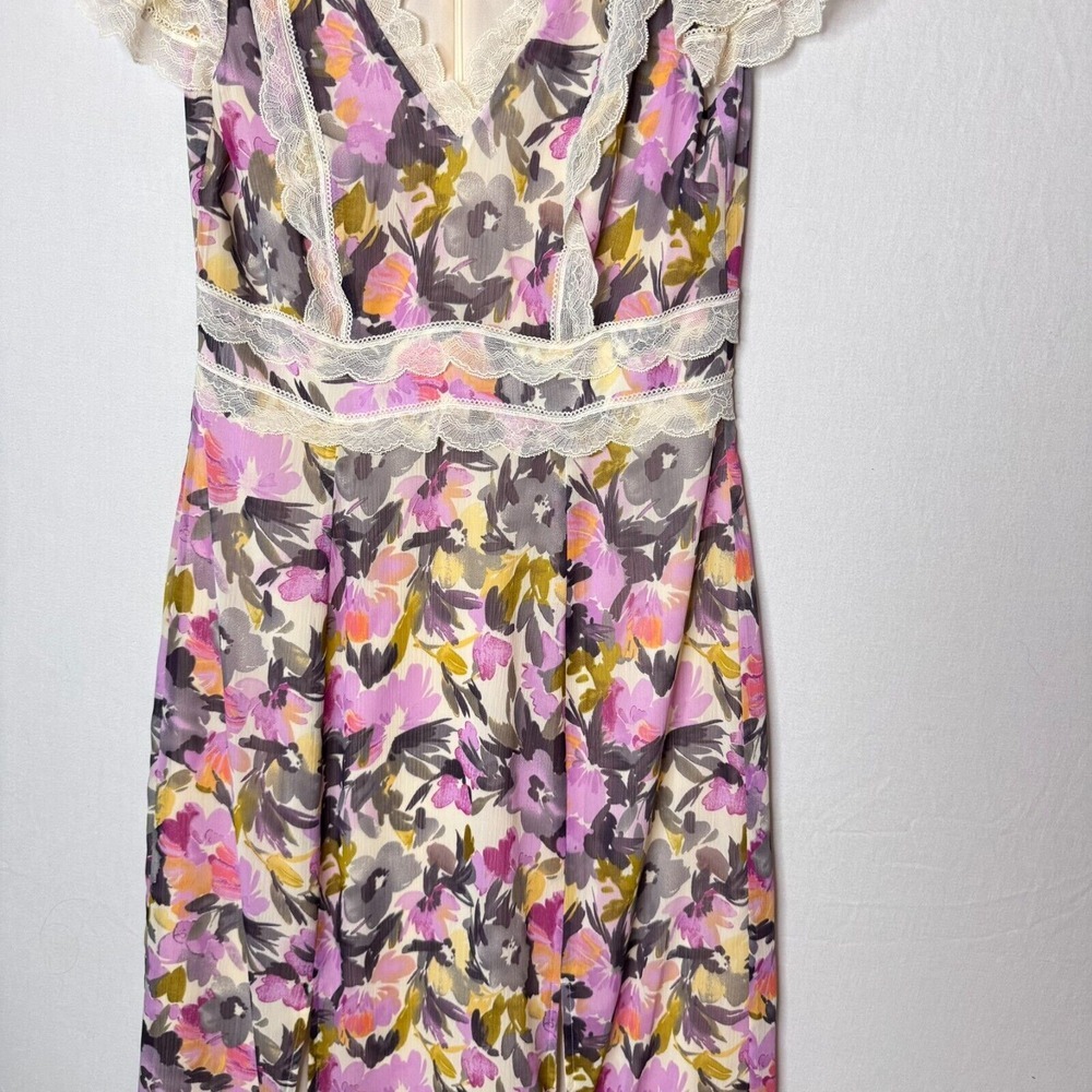 Y2K Style Floral Lace Dress Sz S / 4 Fairy Midi Cottage Babydoll 4 Spring Weddin - Picture 5 of 16